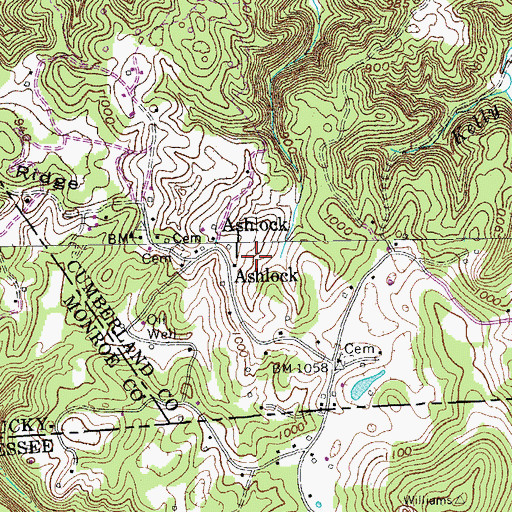Topographic Map of Ashlock, KY