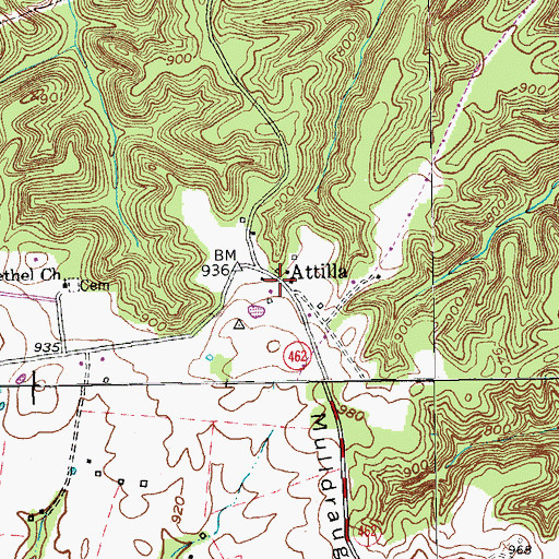 Topographic Map of Attilla, KY