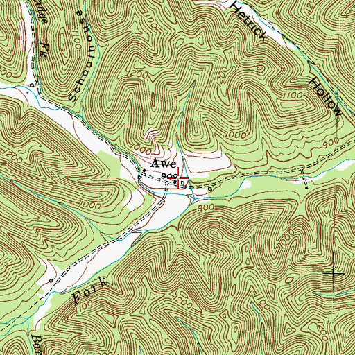 Topographic Map of Awe, KY