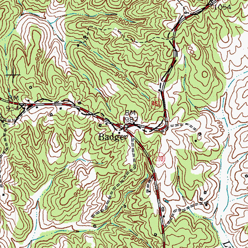 Topographic Map of Badger, KY