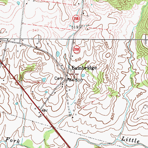 Topographic Map of Bainbridge, KY