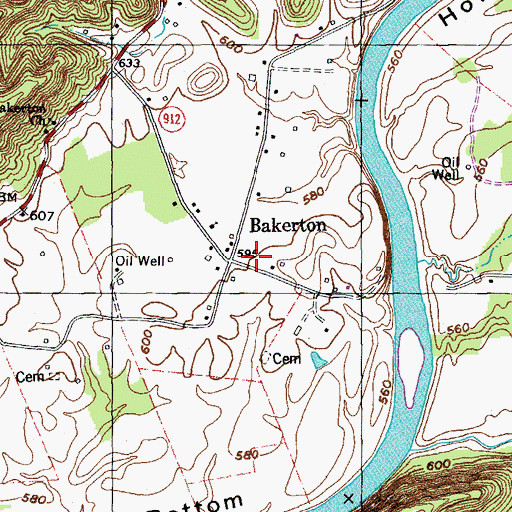 Topographic Map of Bakerton, KY
