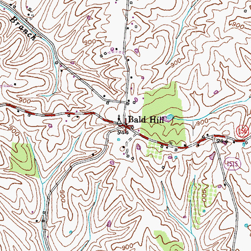 Topographic Map of Bald Hill, KY