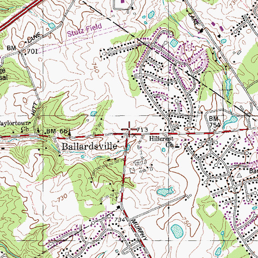Topographic Map of Ballardsville, KY