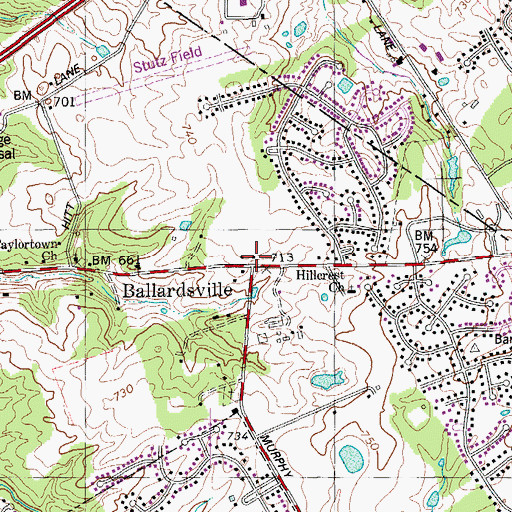 Topographic Map of Ballardsville, KY