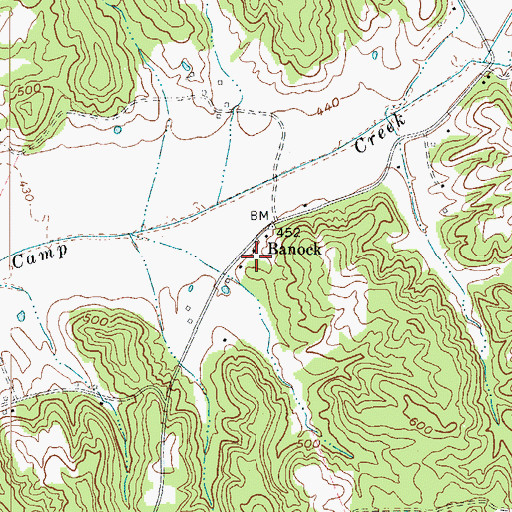 Topographic Map of Banock, KY