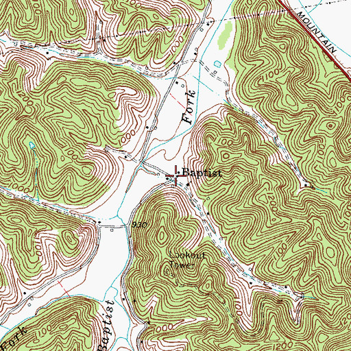 Topographic Map of Baptist, KY