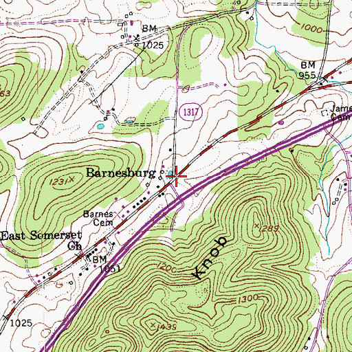 Topographic Map of Barnesburg, KY