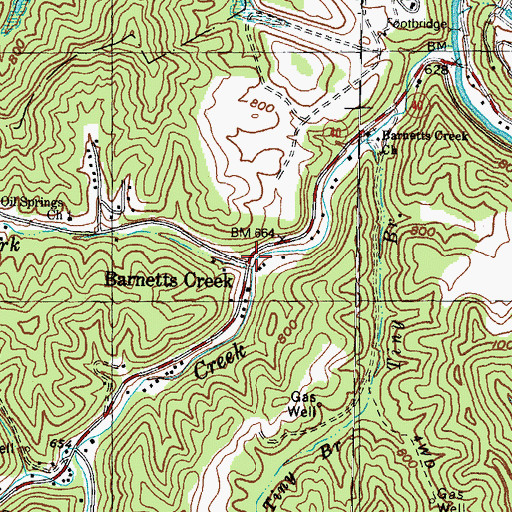 Topographic Map of Barnetts Creek, KY