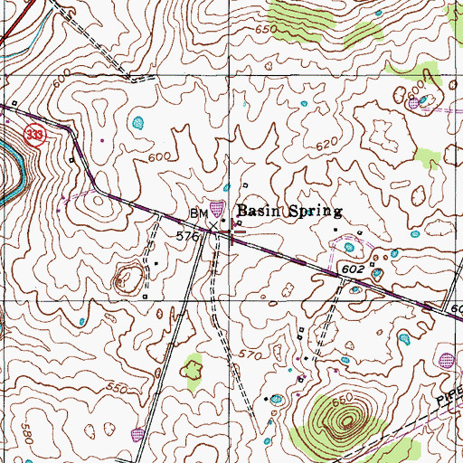 Topographic Map of Basin Spring, KY