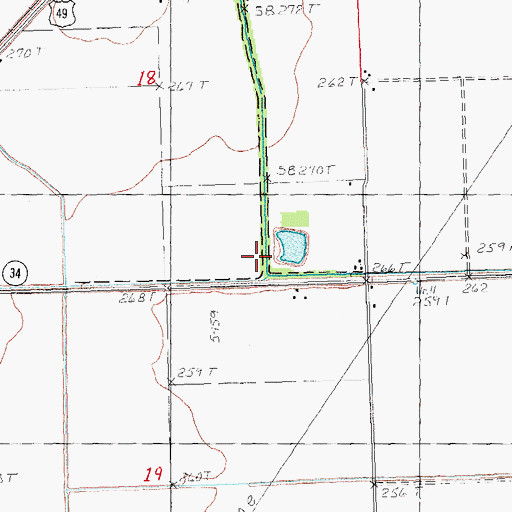Topographic Map of Jordan Creek, AR