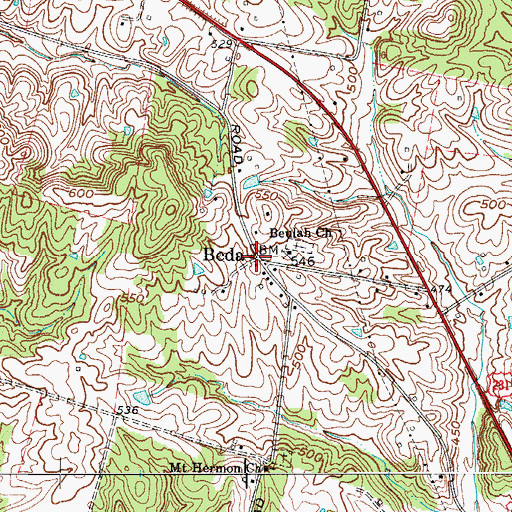 Topographic Map of Beda, KY