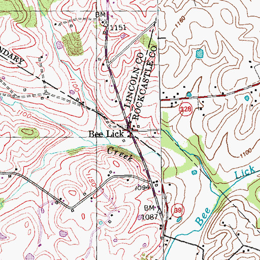 Topographic Map of Bee Lick, KY