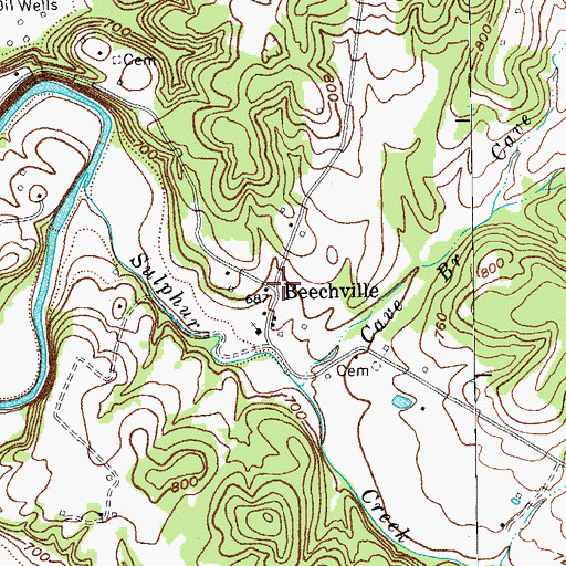 Topographic Map of Beechville, KY