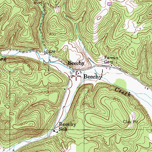 Topographic Map of Beechy, KY