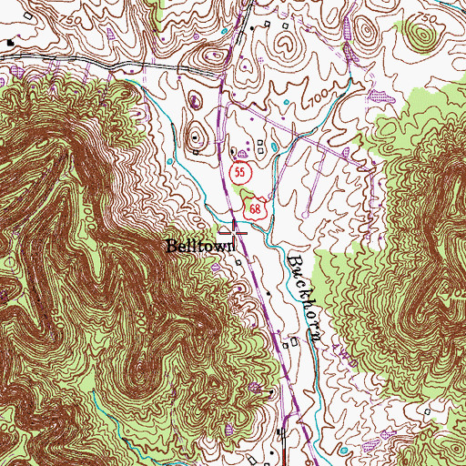 Topographic Map of Belltown, KY