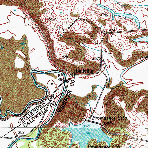 Topographic Map of Bellville, KY