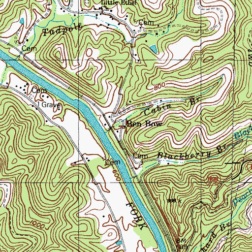 Topographic Map of Ben Bow, KY