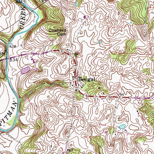 Topographic Map of Bengal, KY