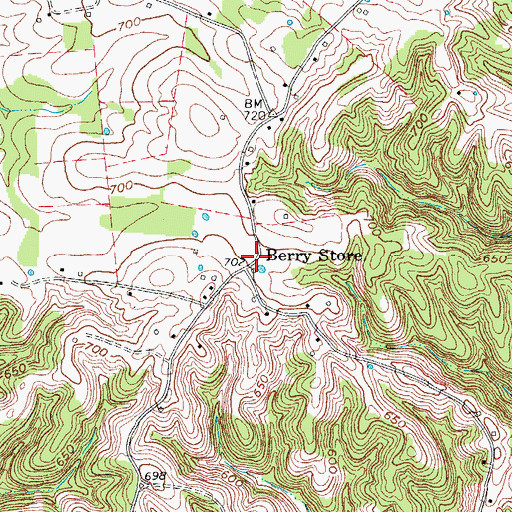 Topographic Map of Berry Store, KY