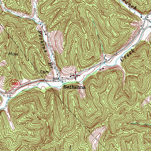 Topographic Map of Bethanna, KY