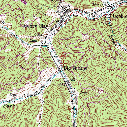 Topographic Map of Big Branch, KY