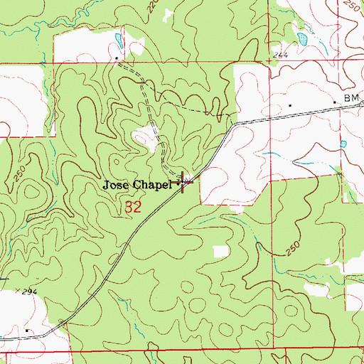 Topographic Map of Jose Chapel, AR