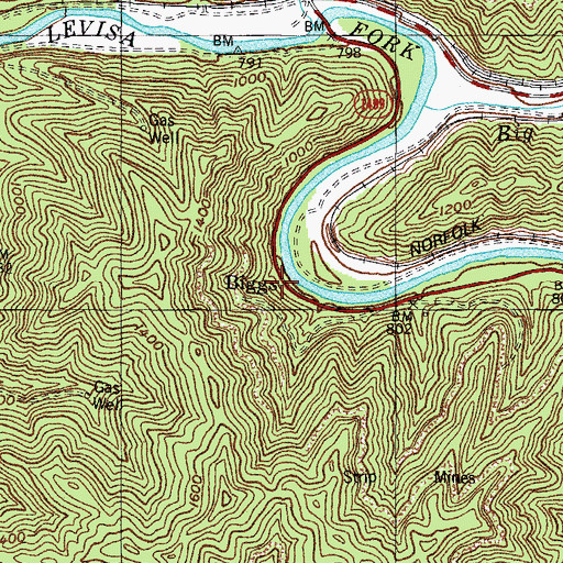 Topographic Map of Biggs, KY