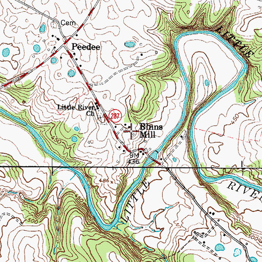 Topographic Map of Binns Mill, KY