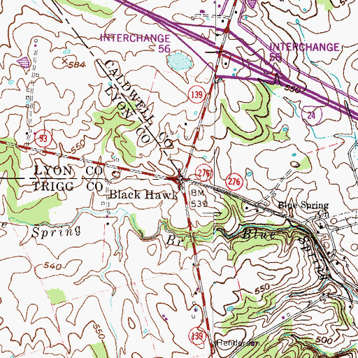 Topographic Map of Black Hawk, KY