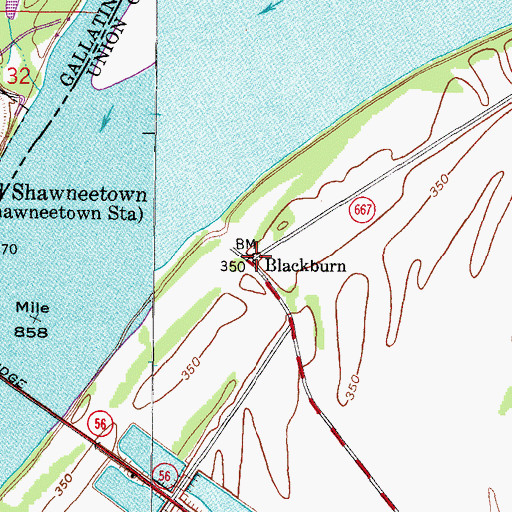 Topographic Map of Blackburn, KY