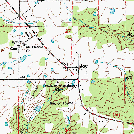 Topographic Map of Joy, AR
