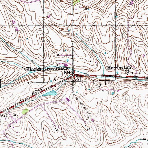 Topographic Map of Blacks Crossroads, KY