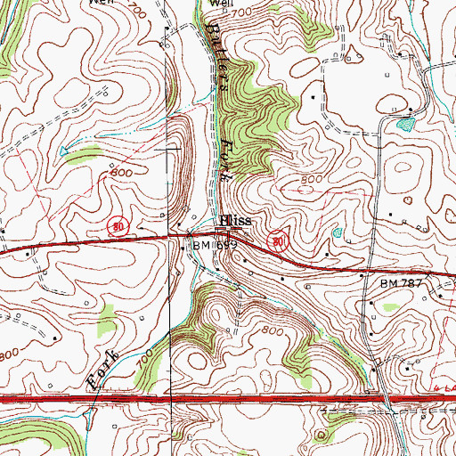 Topographic Map of Bliss, KY