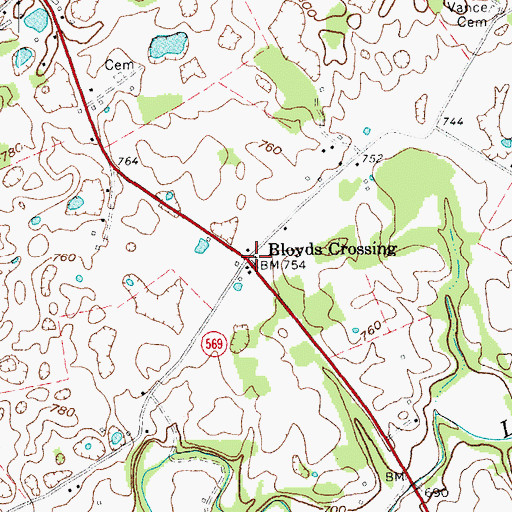 Topographic Map of Bloyds Crossing, KY