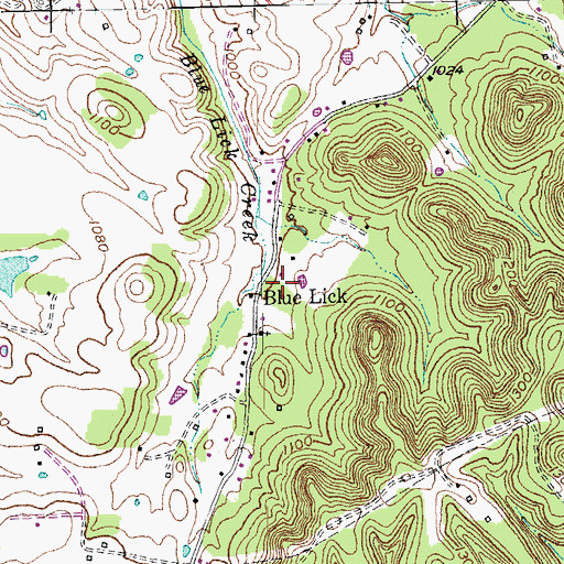 Topographic Map of Blue Lick, KY
