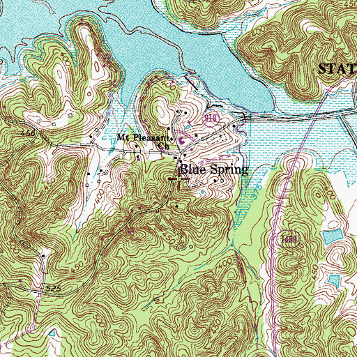 Topographic Map of Blue Spring, KY