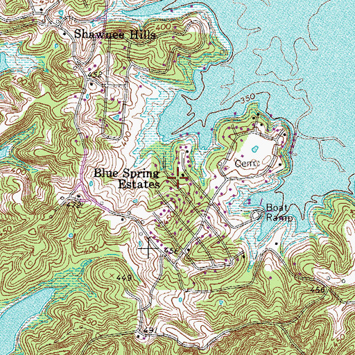 Topographic Map of Blue Spring Estates, KY