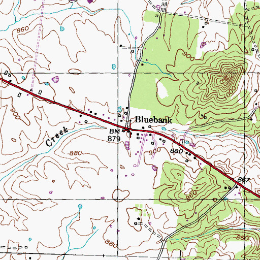 Topographic Map of Bluebank, KY