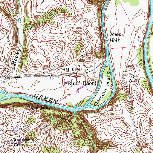 Topographic Map of Bluff Boom, KY
