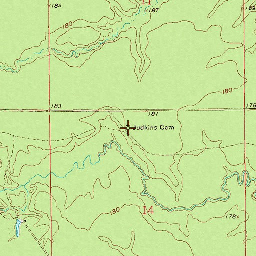 Topographic Map of Judkins Cemetery, AR