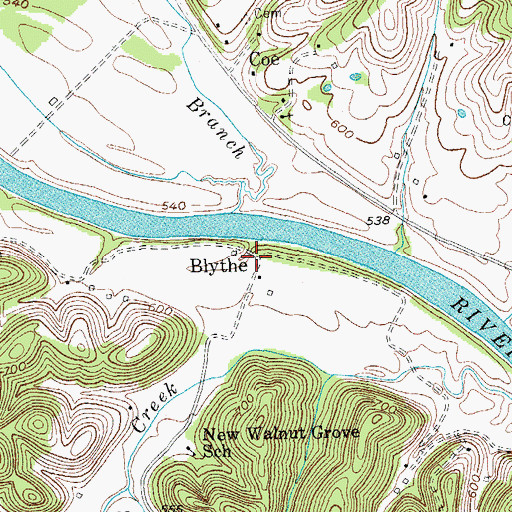 Topographic Map of Blythe, KY