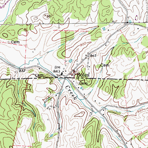Topographic Map of Boles, KY