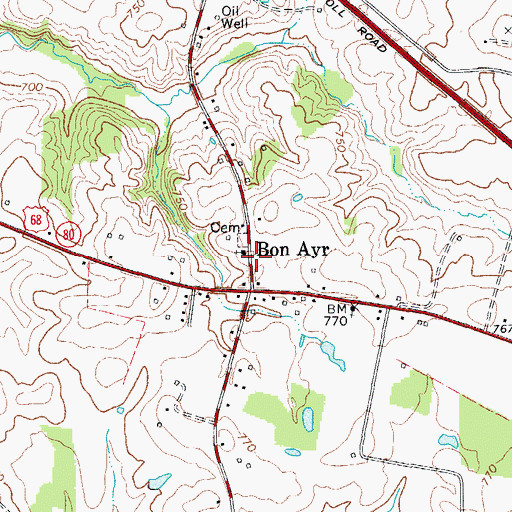 Topographic Map of Bon Ayr, KY