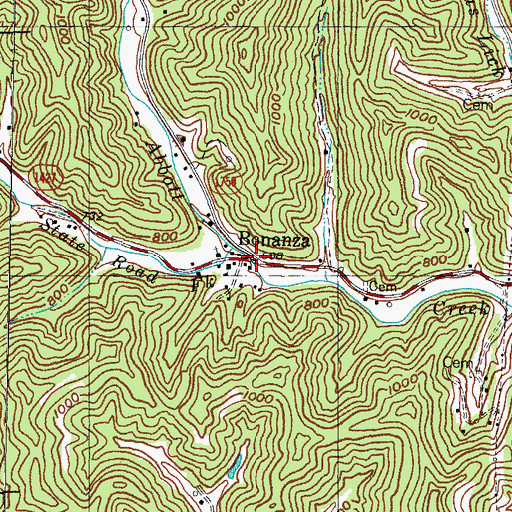 Topographic Map of Bonanza, KY