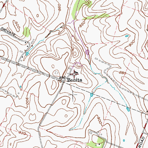 Topographic Map of Bonita, KY