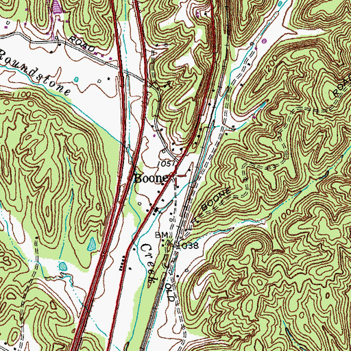 Topographic Map of Boone, KY