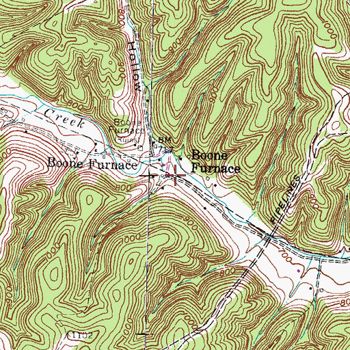 Topographic Map of Boone Furnace, KY