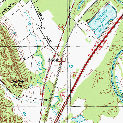 Topographic Map of Booth, KY