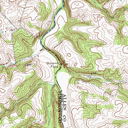 Topographic Map of Bornes Ford, KY